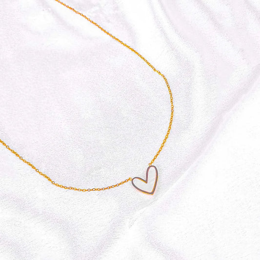 Golden White Heart Pendant Necklace