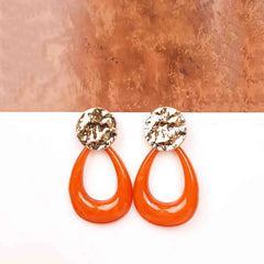 Textured Golden Resin Drop Earrings