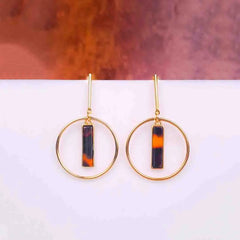 Circular Marble T-Bar Earrings