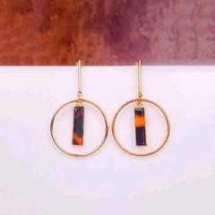 Circular Marble T-Bar Earrings