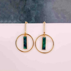 Circular Marble T-Bar Earrings