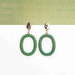 Eclectic Green Oval Drop Earrings
