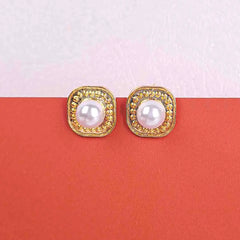 Golden Textured Pearl Studs
