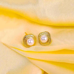 Golden Textured Pearl Studs