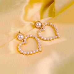 Pearl Heart Hoop Earrings
