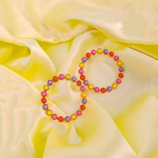 Colorful Beaded Hoop Earrings