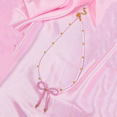 Sweetheart Beaded Bow Necklace