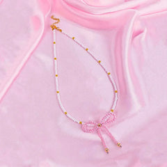 Sweetheart Beaded Bow Necklace