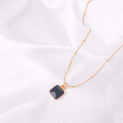 Black Square Pendant Chain Necklace
