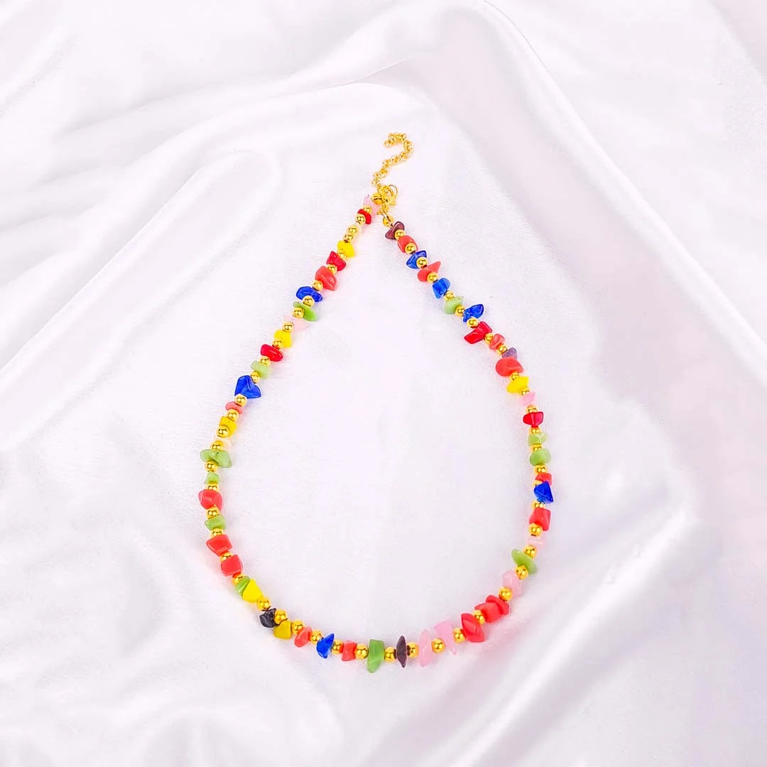 Multicolour Chip Stone Necklace