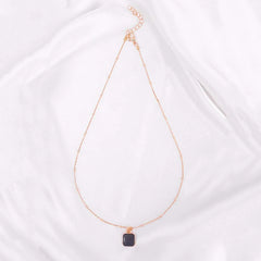 Black Square Pendant Chain Necklace