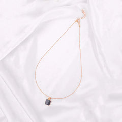 Black Square Pendant Chain Necklace