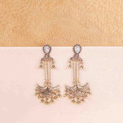 Intricate Crescent Antique Gold Earrings