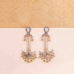 Intricate Crescent Antique Gold Earrings