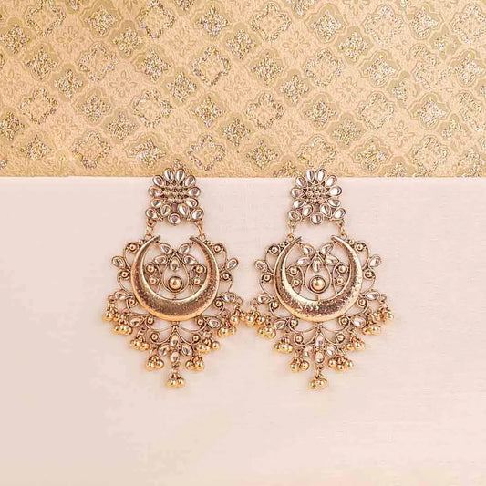 Antique Crescent Chandelier Kundan Earrings