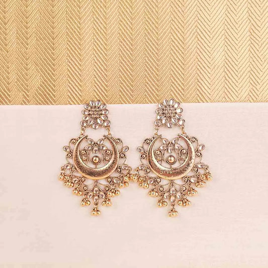 Crescent Chandelier Kundan Earrings