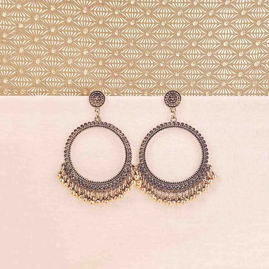 Antique Gold Round Ghungroo Earrings
