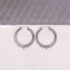 Silver Spiked Hoop Earrings