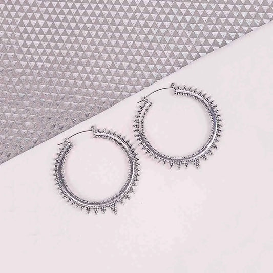 Silver Spiked Hoop Earrings