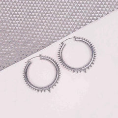 Silver Spiked Hoop Earrings
