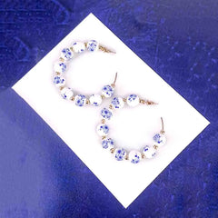 Vinatge Blue Beaded Hoops