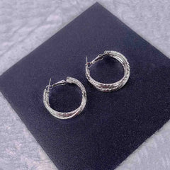 Silver Textured Hoop Earrings