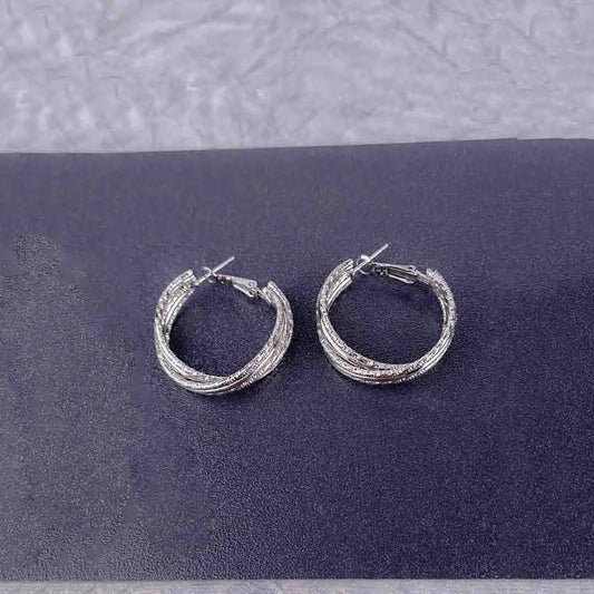 Silver Textured Hoop Earrings