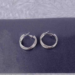 Silver Textured Hoop Earrings