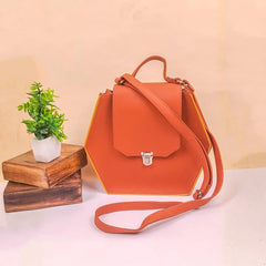 Tan Hexagonal Crossbody Bag