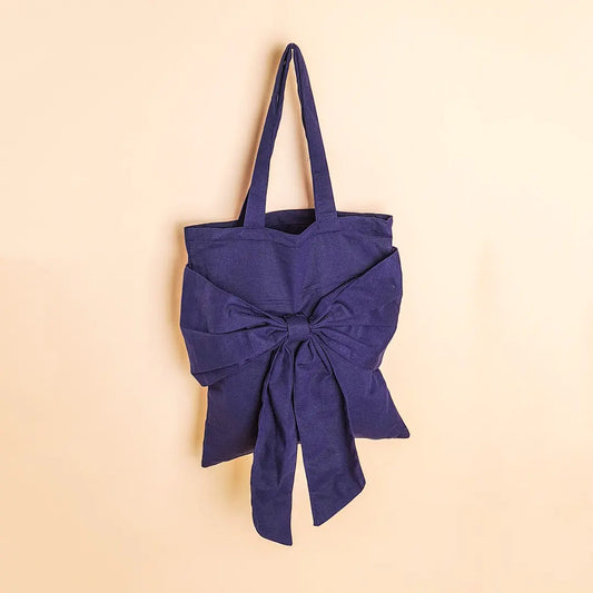 Midnight Blue Bow Tote Bag