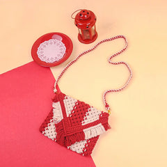 Macrame Red N White Sling Bag