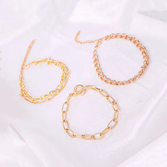 Set Of 3 Link Chain Bracelet Combo