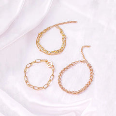 Set Of 3 Link Chain Bracelet Combo