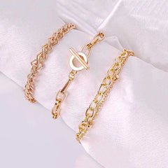 Set Of 3 Link Chain Bracelet Combo