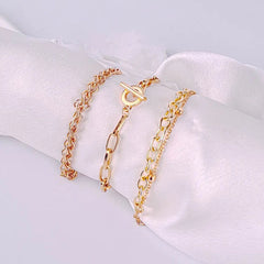 Set Of 3 Link Chain Bracelet Combo