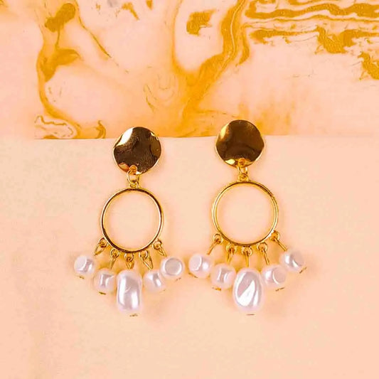 Gleaming Gold Baroque Pearl Dangle Earrings