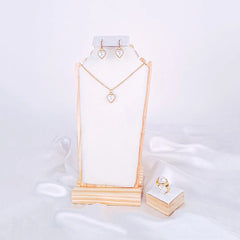 Gold Tone Pearl Heart Jewellery Set