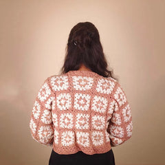 Patterned Peach Crochet Cardigan