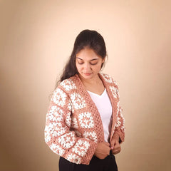 Patterned Peach Crochet Cardigan