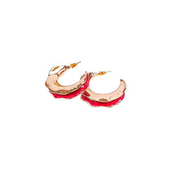 Golden Red Wavy Hoops