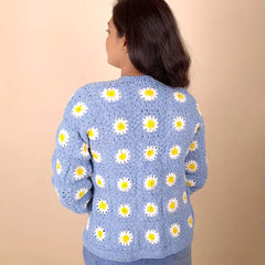 Blue Blossom Crochet Cardigan