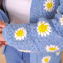 Blue Blossom Crochet Cardigan