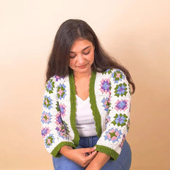 Colourful Pastel Meadow Patch Crochet Cardigan
