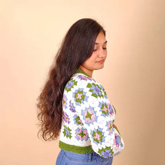 Colourful Pastel Meadow Patch Crochet Cardigan