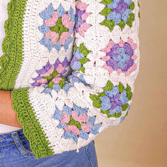 Colourful Pastel Meadow Patch Crochet Cardigan