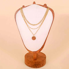 Golden Layered Disc Chain Cascading Necklace