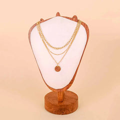 Golden Layered Disc Chain Cascading Necklace