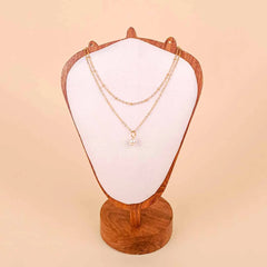 Golden Pearl Layered Chain Necklace