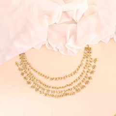 Traditional Golden Pearl Layered Necklace