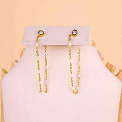 Golden Chain White Drop Earring
